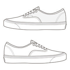 Outline of classic lace-up sneakers with a low-top design, shown in white.
