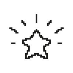 Shining Star Pixelated Icon. Pixel Art Symbol of a Glowing Star. Achievement and Excellence, Brilliance and Recognition. Isolated Vector Illustration