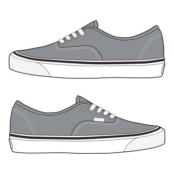 Gray Canvas Sneaker Technical Drawing Set
