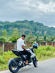 young man on a motorcycle