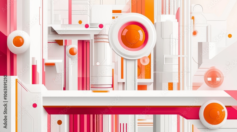 Poster abstract geometric background in multicolored pastel shades and minimalistic style. details and arch