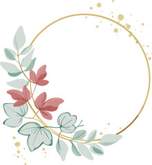 Obraz premium Floral Wreath with Gold Circle and Subtle Splashes