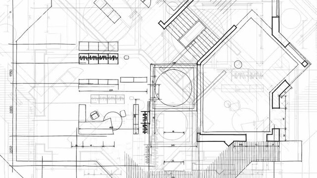 Architecture design: blueprint plan - vector illustration of a plan modern residential building / technology, industry, business concept illustration: real estate, building, construction, architecture