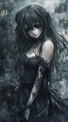 Fototapeta premium Sad Anime Character with a Broken Heart: Manga Art