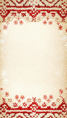Christmas card design inspired by Nordic patterns with snowflakes and knitted textures, adding a warm, handmade feel to holiday greetings.
