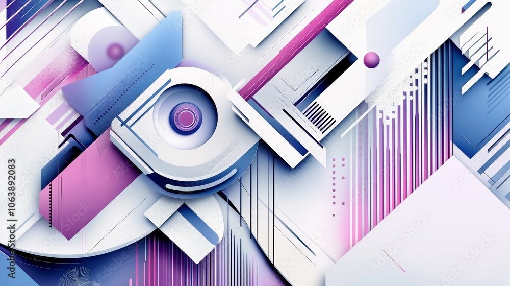 Poster abstract geometric background in multicolored pastel shades and minimalistic style. details and arch