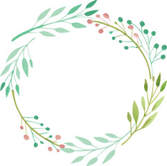 Obraz premium Floral Wreath Frame Green Leaves Branches