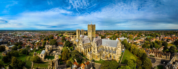 View of Lincoln Cathedral,  a Church of England cathedral in Lincolnshire, England