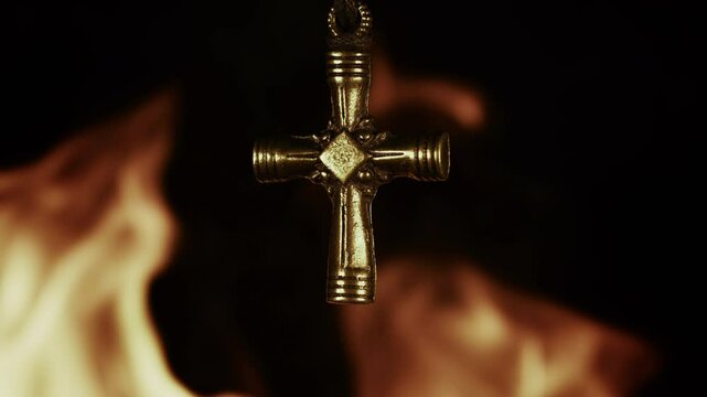 Christian Religion Symbol Holy Cross on Fire