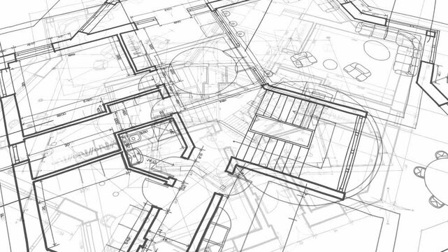 Architecture design: blueprint plan - vector illustration of a plan modern residential building / technology, industry, business concept illustration: real estate, building, construction, architecture