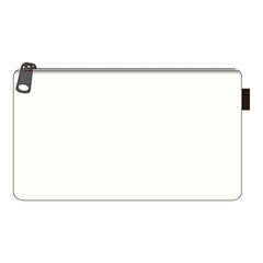 Large white rectangular pouch with zipper closure, isolated on white background, ideal for fashion mockups and accessory branding.

