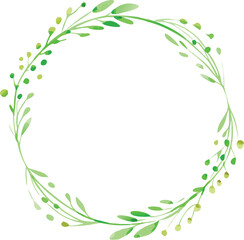 Watercolor Greenery Wreath Botanical Frame Circle