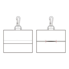 Front and back views of square pouches with zipper and carabiner clip, isolated on white background, ideal for accessory branding and design mockups.

