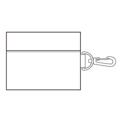 Horizontal square pouch with side carabiner clip, isolated on white background, suitable for product mockups and accessory design.

