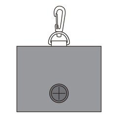 Gray square pouch with round grommet and carabiner clip, isolated on white background, suitable for accessory design and branding mockups.

