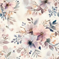 Romantic Watercolor Floral Bouquet in Pastel Hues Perfect for Textile and Wallpaper