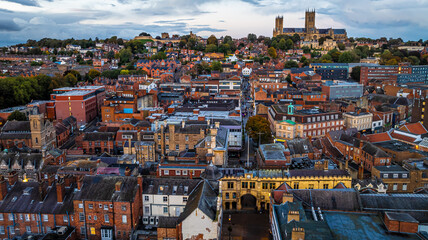 View of Lincoln Cathedral,  a Church of England cathedral in Lincolnshire, England