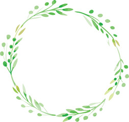 Watercolor Greenery Wreath Circle Botanical Frame