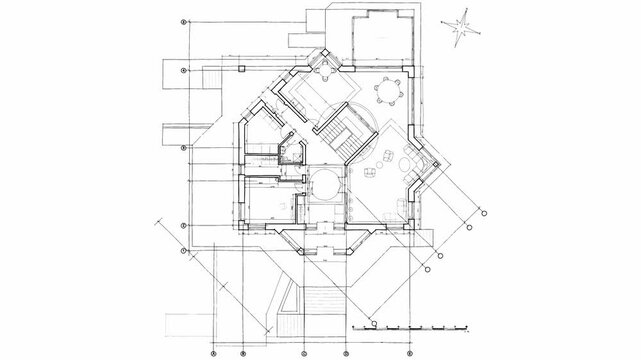 Architecture design: blueprint plan - vector illustration of a plan modern residential building / technology, industry, business concept illustration: real estate, building, construction, architecture
