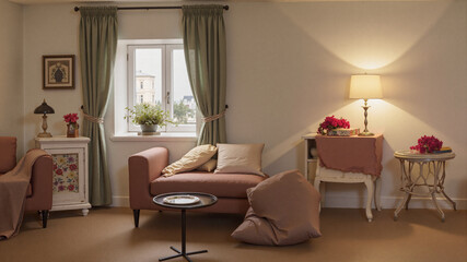minimal modern living room with sofa and wall paint