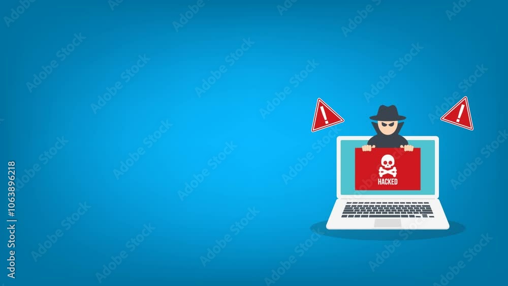 Poster hacker with hacked note, stealing confidential data, personal information and credit card detail. ha
