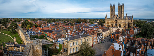 View of Lincoln Cathedral,  a Church of England cathedral in Lincolnshire, England