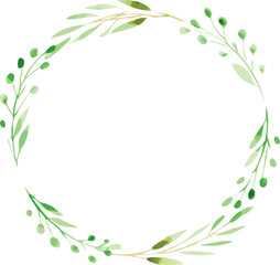 Watercolor Green Floral Wreath Botanical Frame