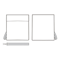 Simple Tablet Case Technical Drawing Template Front and Back View Vector

