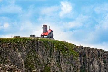 A stunning view from the ridge trail showcasing the TV transmitter above Sniezne Kotly and Czarcia...