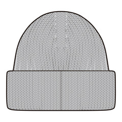 Knit Beanie Technical Drawing Template with Texture Detail

