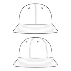 Bell Hat Double View with Eyelets Technical Drawing Set

