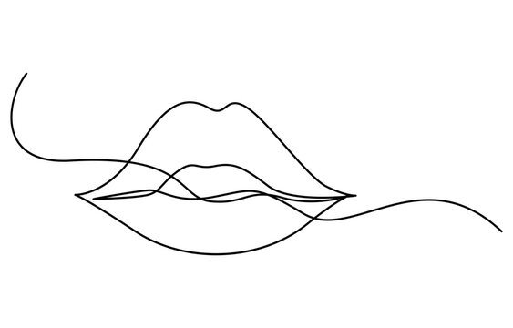 recommend clip art: Woman Lips Continuous Line Art Illustration, Continuous single line drawing of mouth and lips. Concept symbol of makeup and lipstick in simple linear style. Human Lips Continuous Line Icon