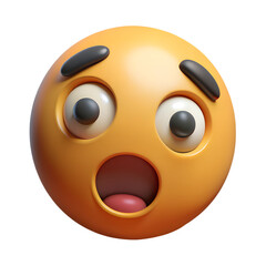 Obraz premium 3D emoji in plastic style. Face expression of round yellow emoticon for social network and messenger reaction