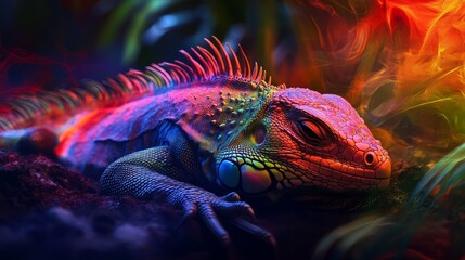 Obraz premium close-up colourful iguana