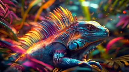 close-up colourful iguana