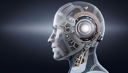 Fototapeta premium Hochauflösender Roboter Kopf mit Mechanischen Detail 