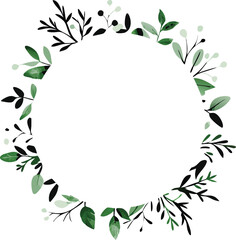 Fototapeta premium Elegant Green Floral Wreath Frame Design