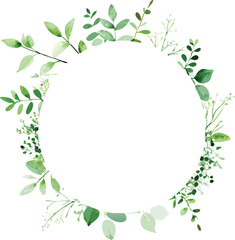Obraz premium Watercolor Greenery Floral Wreath Circular Frame
