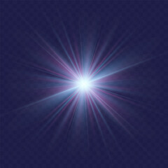 Rainbow crystal star. Crystal ray light, sun shines rainbow red yellow and blue color. Optical fire light effect. Vector lens glare leakage glare reflection effect. Sparkle shine. Sunlight