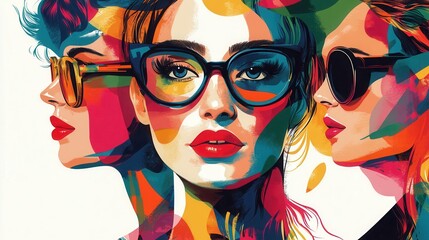 Bold and fearless women illustrated poster featuring vibrant designs and bright colors against a white background