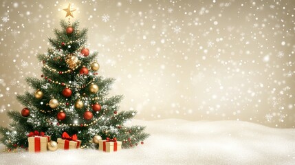 Artistic Christmas tree banner with festive glow and holiday sparkle