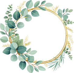 Golden Eucalyptus Wreath Floral Circle Frame