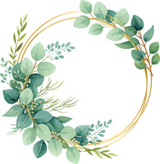 Golden Eucalyptus Wreath Floral Botanical Frame