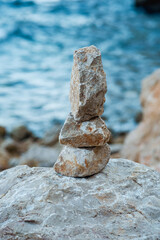 Stone pyramids on the beach