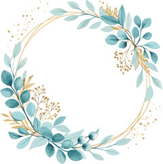 Watercolor Greenery Gold Circle Frame Design