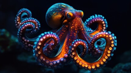 Obraz premium Vibrant Octopus in the Deep Sea