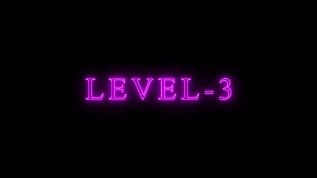 Glowing level-3 text with glitch effects animation. game concept next level icon isolated background. Level -3. Congrats. You Climbed to a Higher Level...Level -3.  gaming level -3  compiled animation