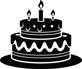 birthday cake icon, Birthday cake vector silhouette