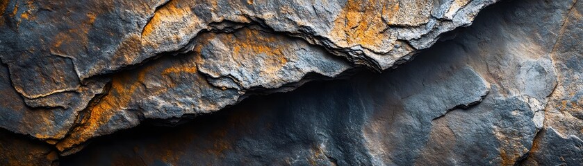 Fototapeta premium Textured Rock Surface with Layered Fissures and Oxidized Patches