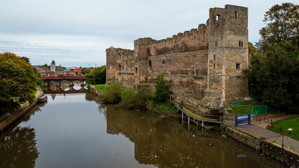 Aerial view of Newark-on-Trent, a market town and civil parish in the Newark and Sherwood district in Nottinghamshire, England